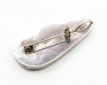 ISRAEL 925 Sterling Silver  Vintage Cabochon Eilat Stone Brooch Pin  BP4876