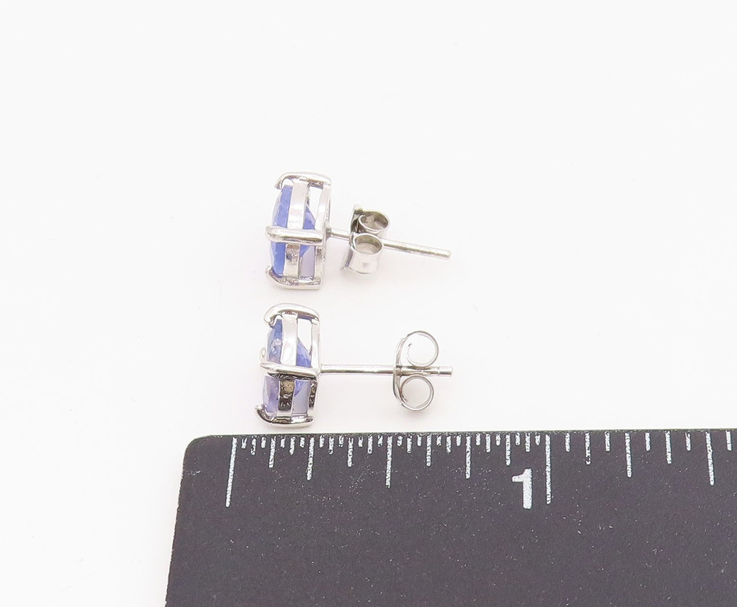 925 Sterling Silver Vintage Earrings Oval Cut Natural Tanzanite Studs  EG13912