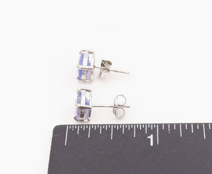 925 Sterling Silver Vintage Earrings Oval Cut Natural Tanzanite Studs  EG13912