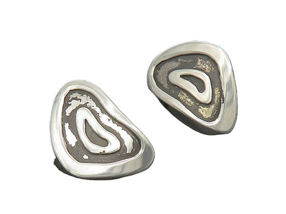 925 Sterling Silver  Vintage Oxidized Modernist Design Drop Earrings  EG8713