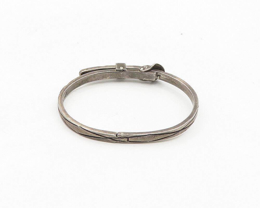 MEXICO 925 Sterling Silver  Vintage Watch Strap Motif Bangle Bracelet  BT7046