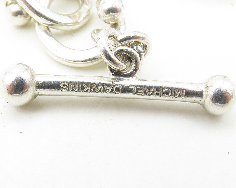 MICHAEL DAWKINS 925 Silver  Vintage Shiny Cobble Detail Chain Necklace  NE2890