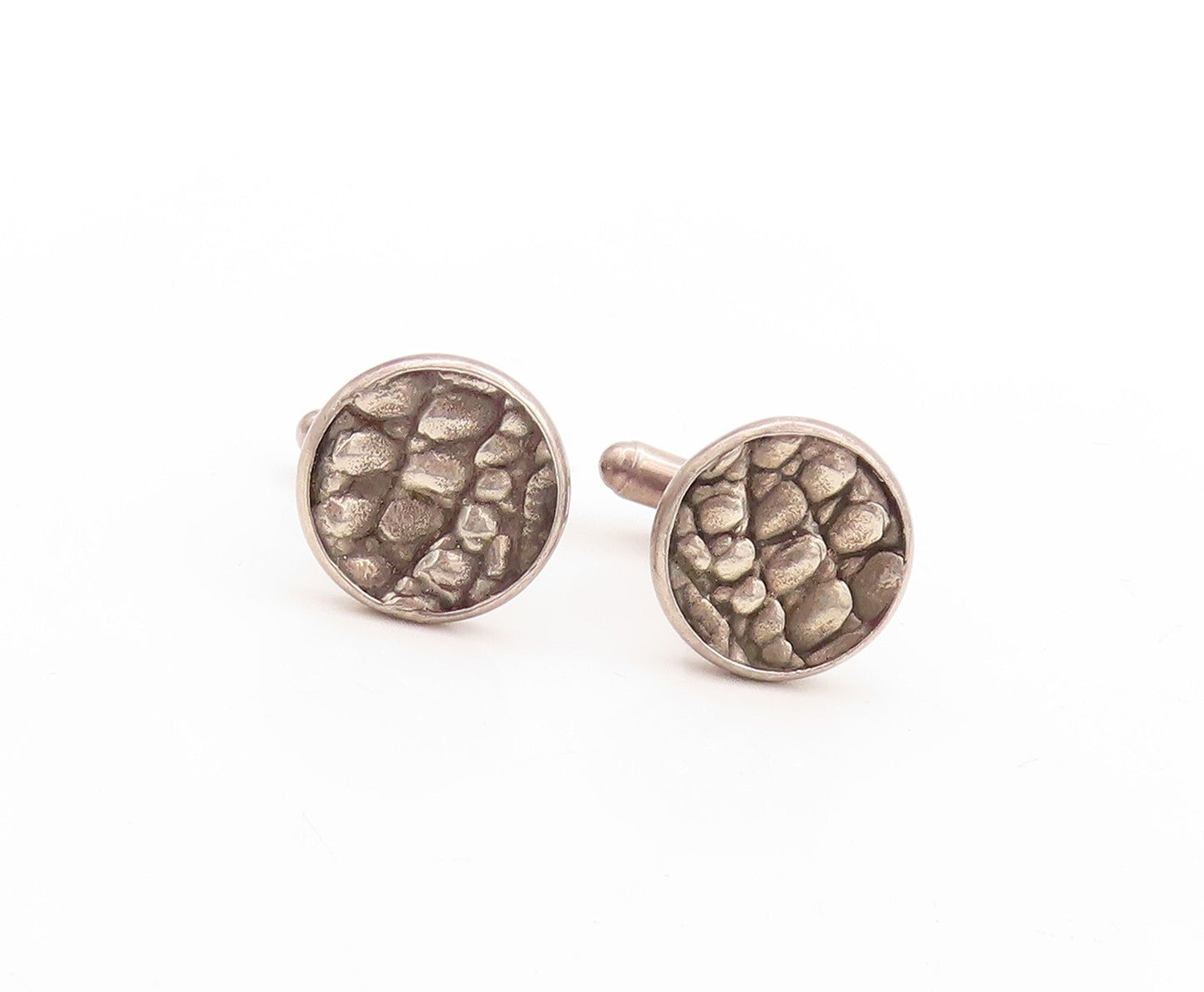 925 Sterling Silver Vintage Cuff Links PAMELA BLOOM Bubble Effect Carved TR3777