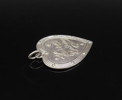 925 Sterling Silver Vintage Engraved Happy Birthday Love Heart Pendant PT21839