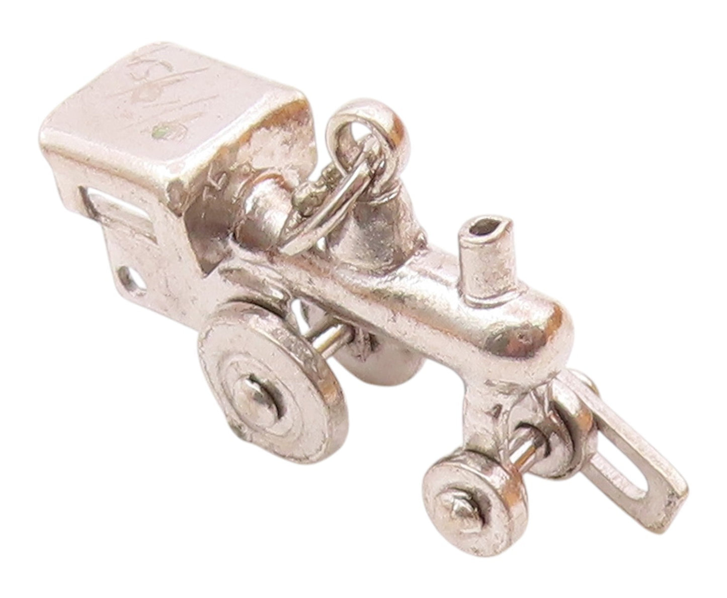 925 Sterling Silver  Vintage Petite Shiny Train Car Drop Pendant  PT17301