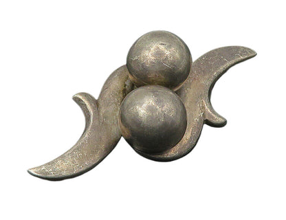 MEXICO 925 Sterling Silver  Vintage Heavy Hollow Spheres Brooch Pin  BP8363