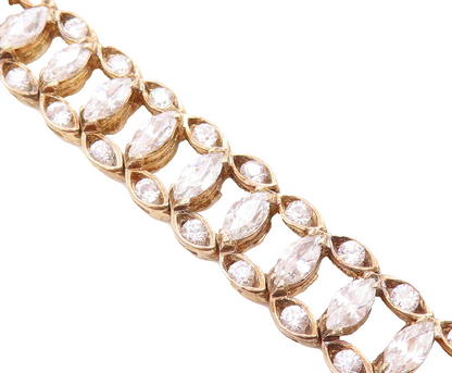 925 Sterling Silver Sparkling Marquise Cubic Zirconia Chain Bracelet BT3178