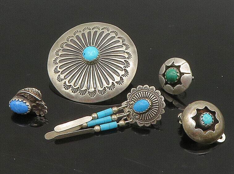 ZUNI NAVAJO 925 Silver  Vintage MultiStone Lot Single Earrings  EG11263