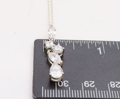 925 Sterling Silver Vintage Multi Shape Cubic Zirconia Chain Necklace NE2210