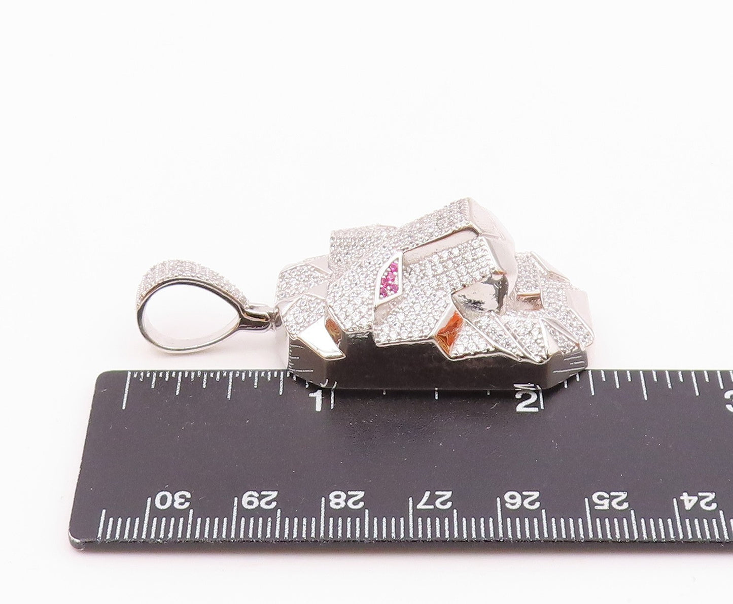 925 Sterling Silver  Vintage Cubic Zirconia Encrusted Lion Pendant  PT19317