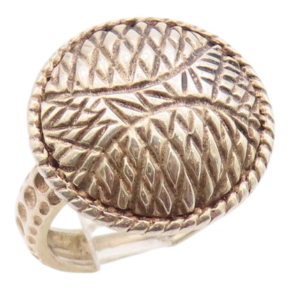 925 Sterling Silver Vintage Ring D JOY Classic Textured Disc Band  Sz 5  RG36296