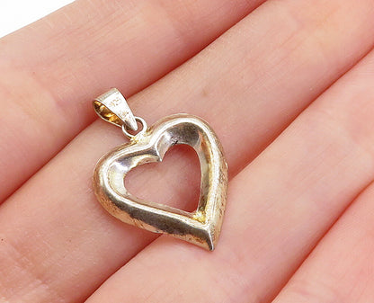 925 Sterling Silver  Vintage Petite Minimalist Open Love Heart Pendant  PT2646