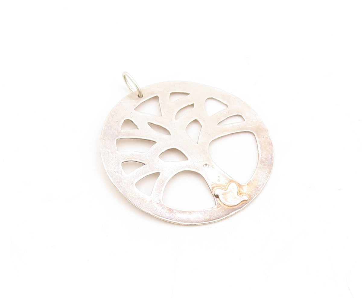 925 Sterling Silver Vintage Pendant Minimalist Cutout Tree Of Life  PT23876