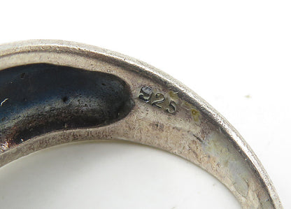 925 Sterling Silver  Vintage Shiny Scale Pattern Dome Band Ring Sz 7  RG21424