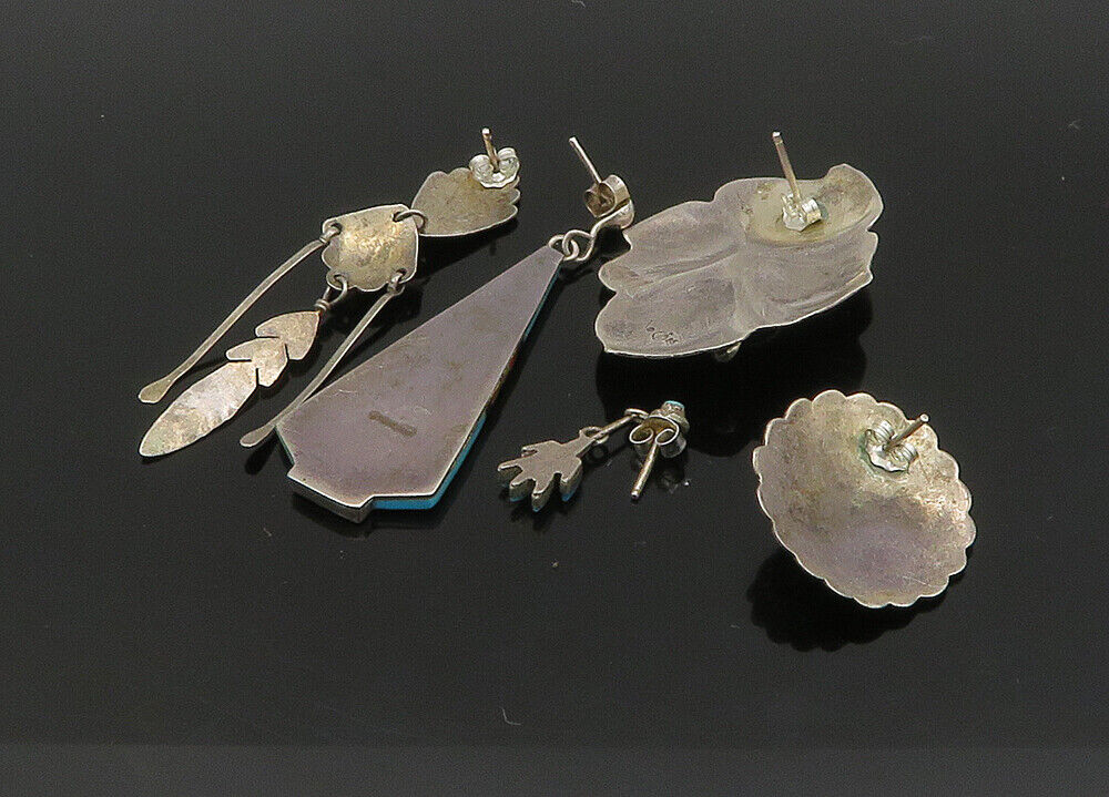 ZUNI NAVAJO 925 Silver  Vintage MultiStone Lot Single Earrings  EG11225