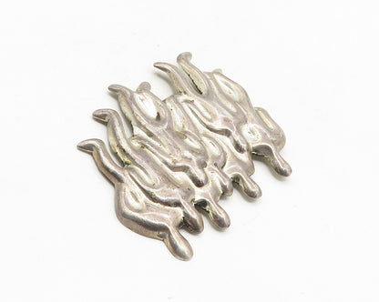 925 Sterling Silver  Vintage Dark Tone Modernist People Brooch Pin  BP3934