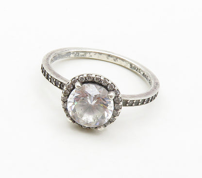 PANDORA 925 Silver  Vintage Cubic Zirconia Solitaire Accent Ring Sz 7  RG16551