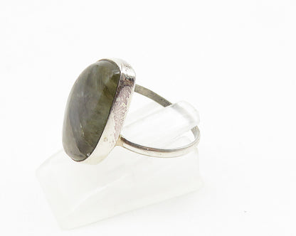 925 Sterling Silver  Labradorite Shiny Smooth Cocktail Ring Sz 7  RG10277
