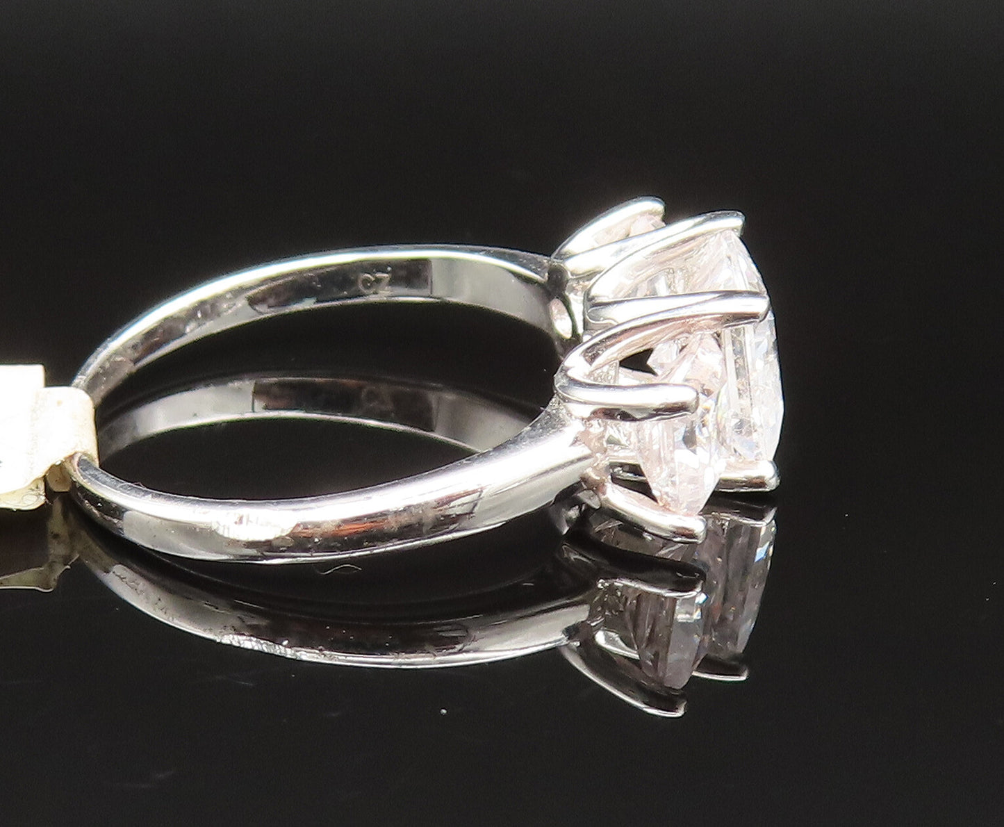 925 Sterling Silver  Vintage Princess Cut Cubic Zirconia Ring Sz 8.5  RG25451