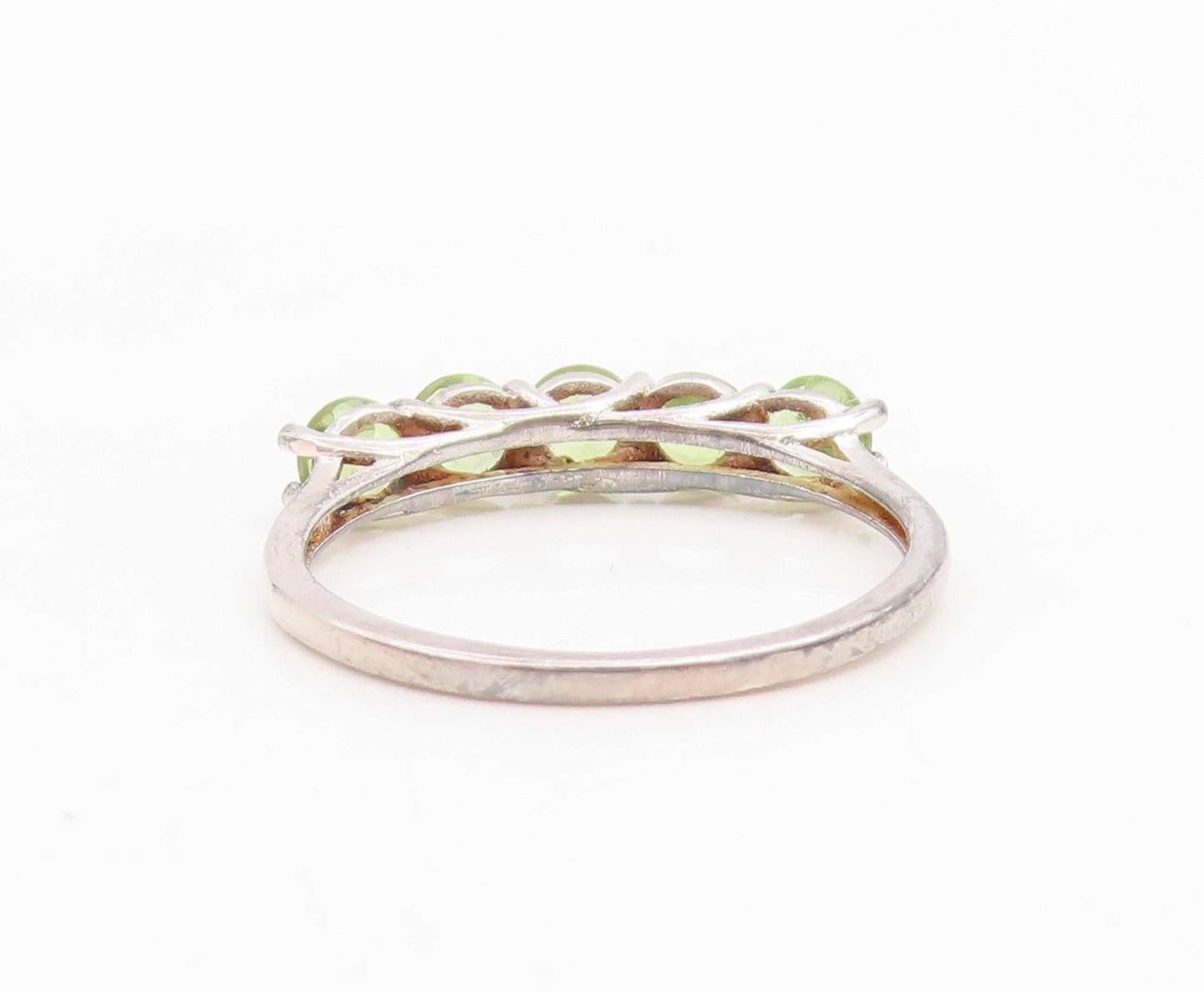 925 Sterling Silver Vintage Ring Five Stone Peridot Elegant Band  Sz 8  RG35032