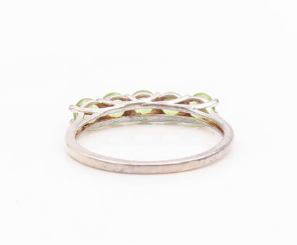 925 Sterling Silver Vintage Ring Five Stone Peridot Elegant Band  Sz 8  RG35032
