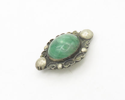 MEXICO 925 Silver  Vintage Antique Jasper Pretzel Swirl Brooch Pin  BP7639