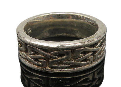 925 Sterling Silver  Vintage Dark Tone Knot Pattern Band Ring Sz 8  RG11521