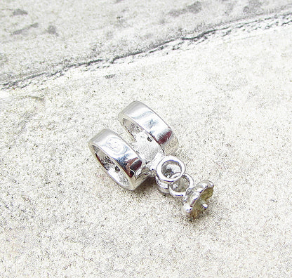 925 Silver  White Cubic Zirconia Dangling Floral Bell Slider Pendant  PT1526