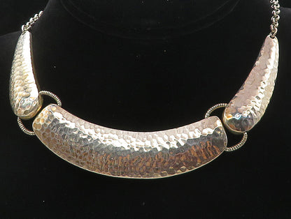 DOUG PAULUS 925 Silver  Vintage Shiny Hammered Detail Chain Necklace  NE1560