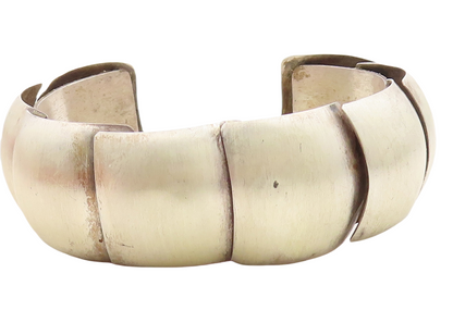 925 Sterling Silver  Vintage Matte Segmented Design Cuff Bracelet  BT1860