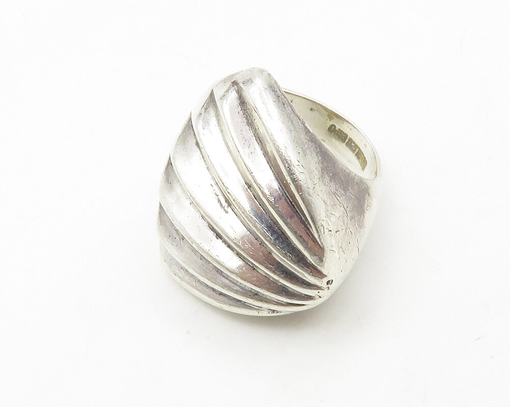 ESPO 925 Sterling Silver  Vintage Scalloped Shiny Band Ring Sz 6  RG13919