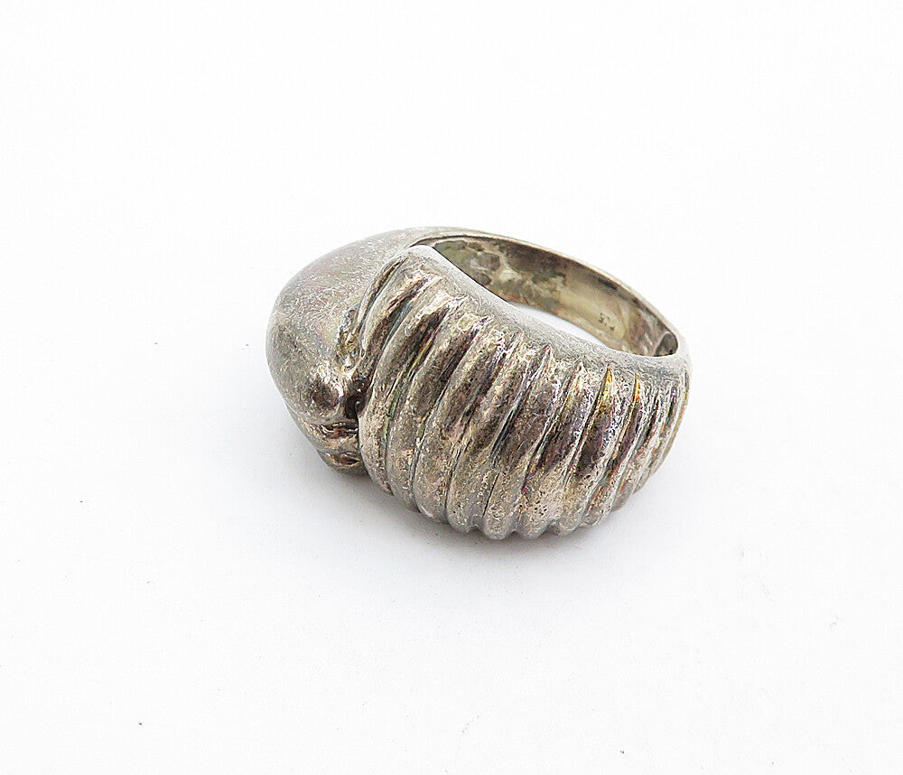 925 Sterling Silver  Vintage Modernist Dark Tone Large Band Ring Sz 10  RG5447