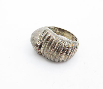 925 Sterling Silver  Vintage Modernist Dark Tone Large Band Ring Sz 10  RG5447