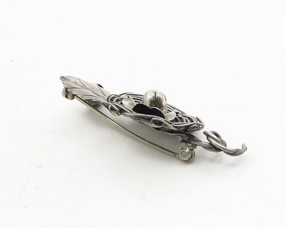 925 Sterling Silver  Vintage Hand Made Floral Leaf Nest Brooch Pin  BP3929