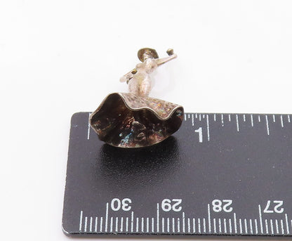 925 Sterling Silver  Vintage Petite Dancing Woman In Dress Pendant  PT7681
