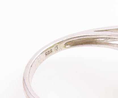 925 Sterling Silver Vintage Ring Lemon Quartz With CZ Wrap Band  Sz 8.5  RG36732