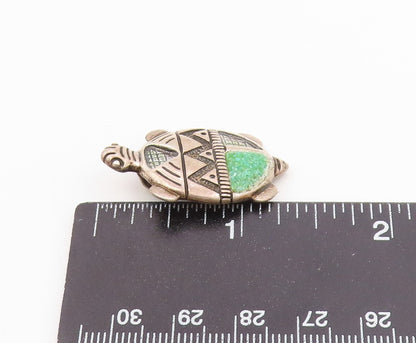 CAROLYN POLLACK 925 Silver  Vintage Turquoise Sea Turtle Brooch Pin  BP7861