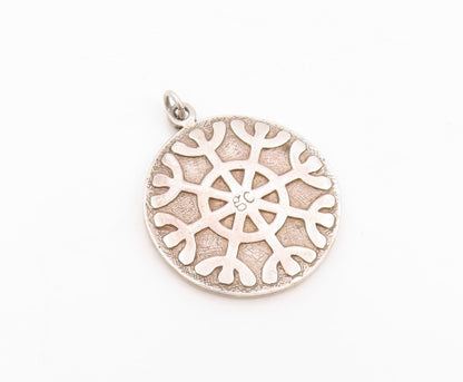 925 Sterling Silver Vintage Pendant Religious Brutalist Carved Om  PT23913