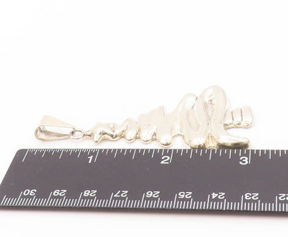 925 Sterling Silver Vintage Pendant Brutalist Carved Christmas Tree  PT24133
