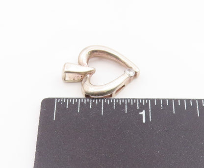 925 Sterling Silver  Vintage Shiny Topaz Open Love Heart Pendant  PT17919
