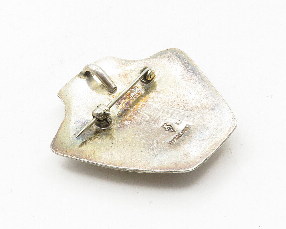 SOUTHWESTERN 925 Silver Vintage Dark Tone Etched Design Brooch Pin BP4085