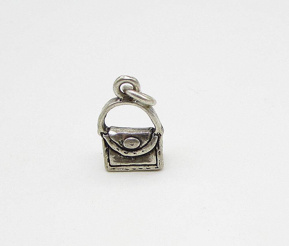 925 Sterling Silver  Vintage Lady's Purse Charm Pendant  PT1828