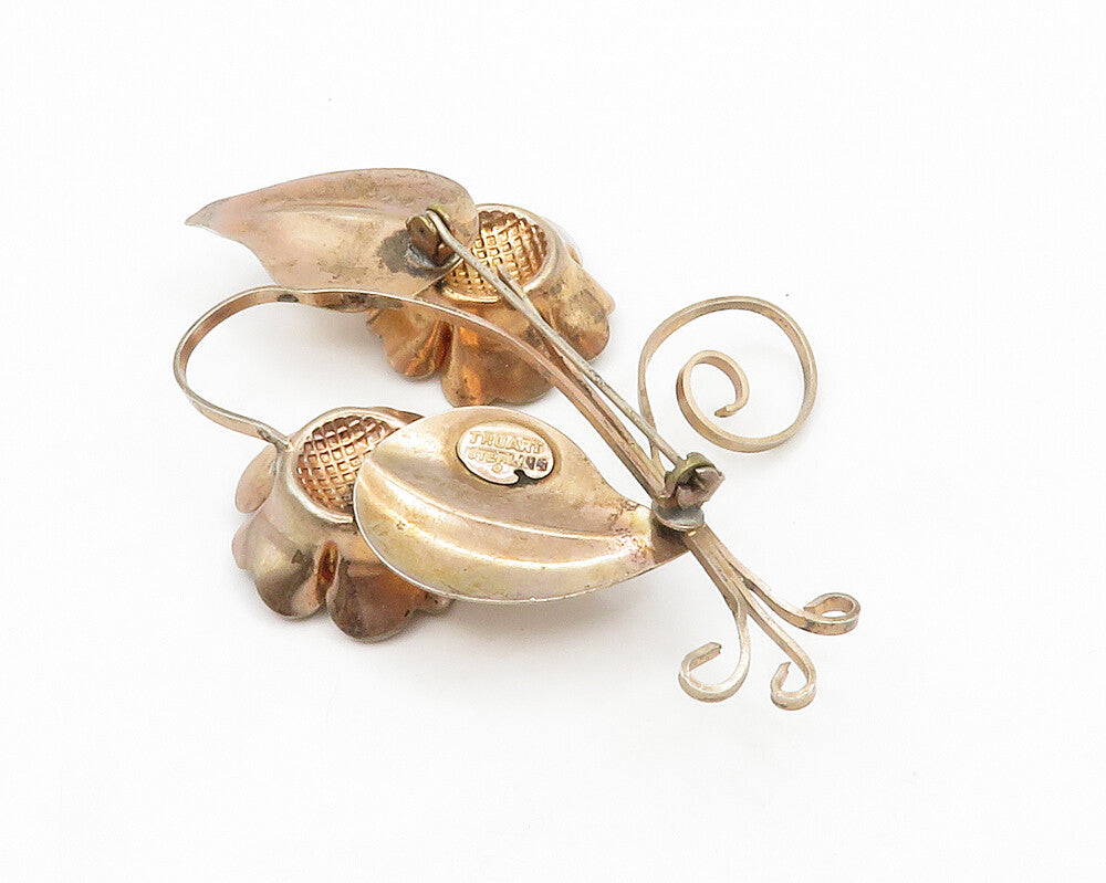 TRUART 925 Sterling Silver  Vintage Copper Tone Flowers Brooch Pin  BP5183