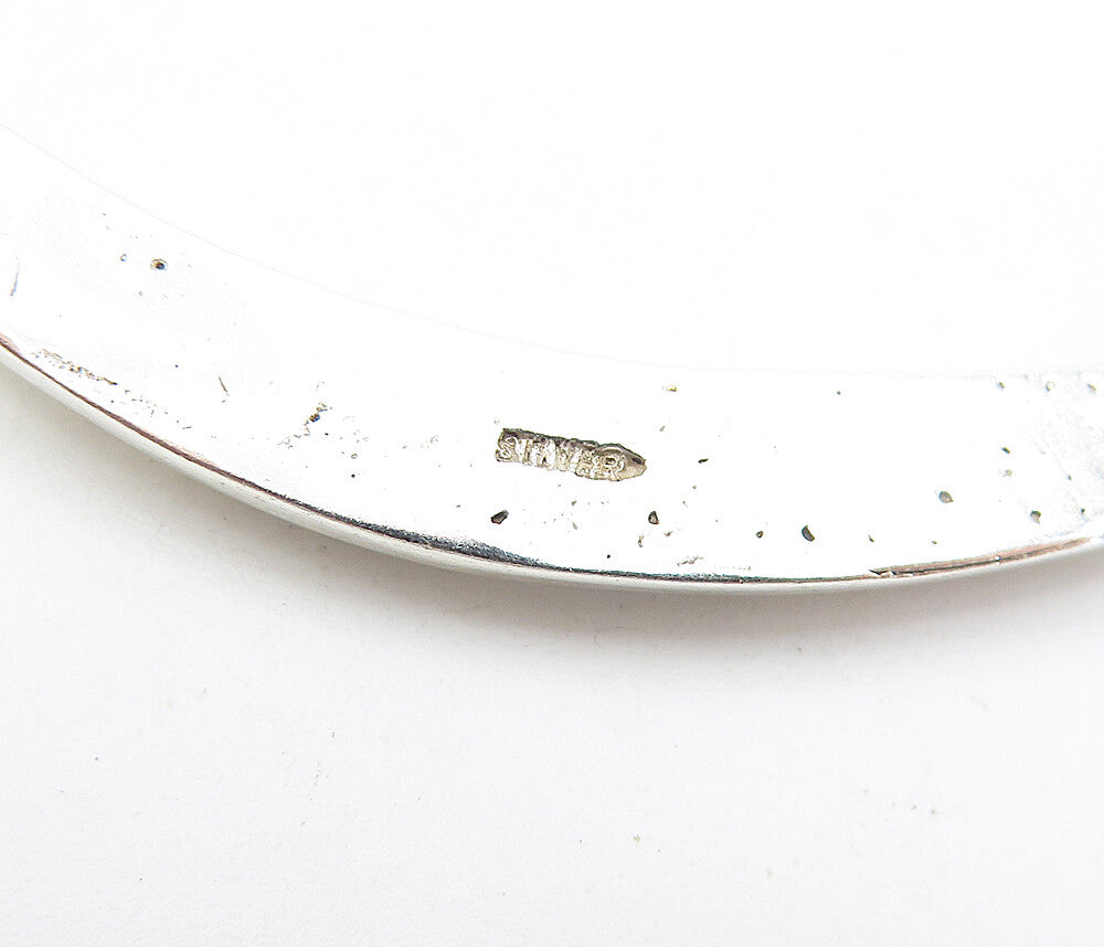 925 Sterling Silver  Vintage Shiny Hammered Detail Collar Necklace  NE1186