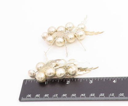 925 Sterling Silver Vintage Earrings Modernist Floral Grapes Cluster  EG13759
