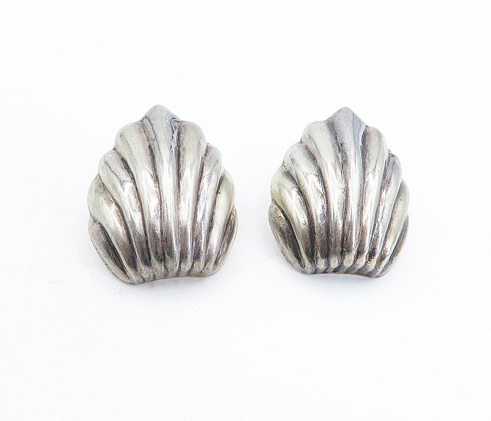 925 Sterling Silver  Vintage Dark Tone Hollow Fluted Drop Earrings  EG2611