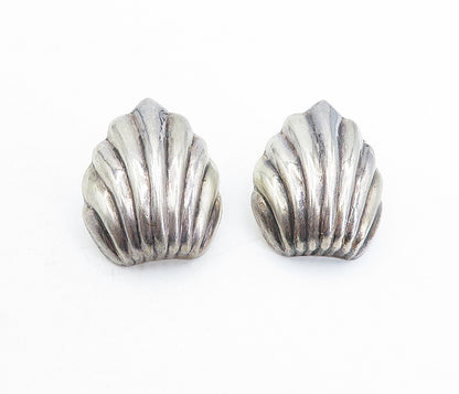 925 Sterling Silver  Vintage Dark Tone Hollow Fluted Drop Earrings  EG2611