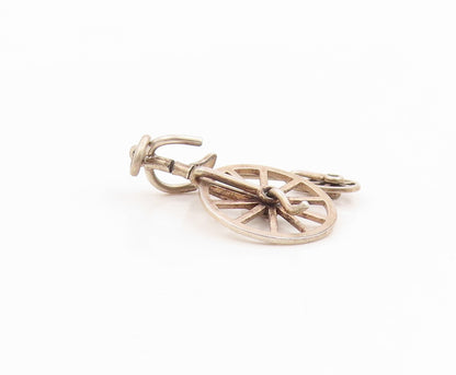 925 Sterling Silver Vintage Pendant Penny Farthing Bicycle Charm Moves  PT26166