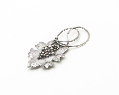 DESIGNER 925 Sterling Silver  Vintage Dark Tone Floral Leaf Brooch Pin  BP7231
