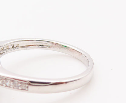 925 Sterling Silver Vintage Ring Round Cut Green Halo White Topaz  Sz 7  RG29785